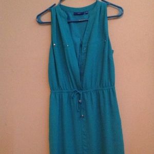 Apt 8 women's teal blue sleeveless waist tie dress